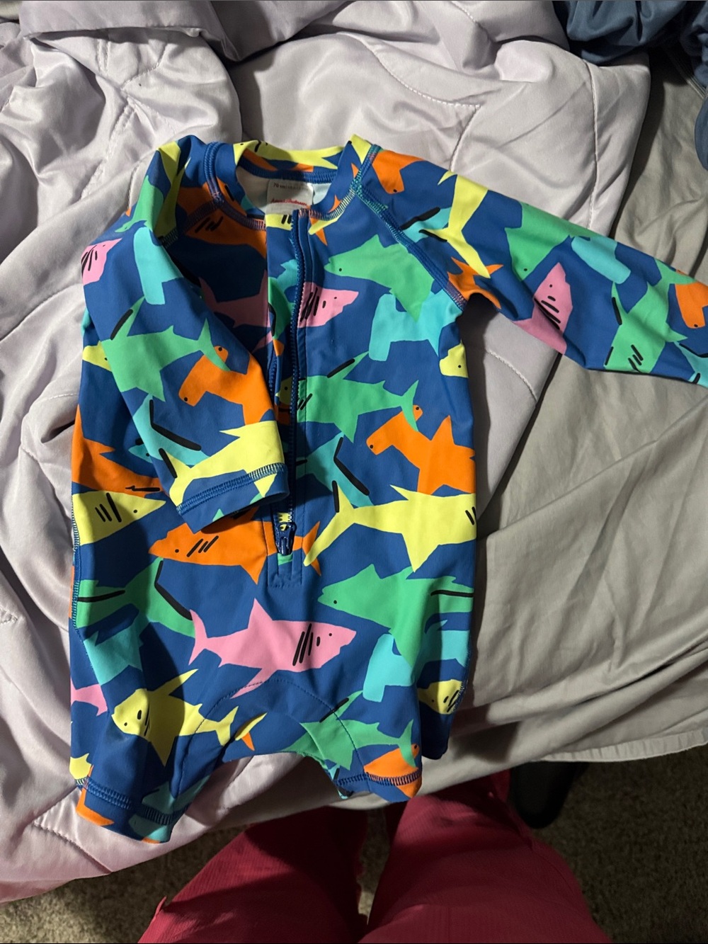 Hanna Andersson Multi Shark Print One-Piece Swimsuit - Blue Base